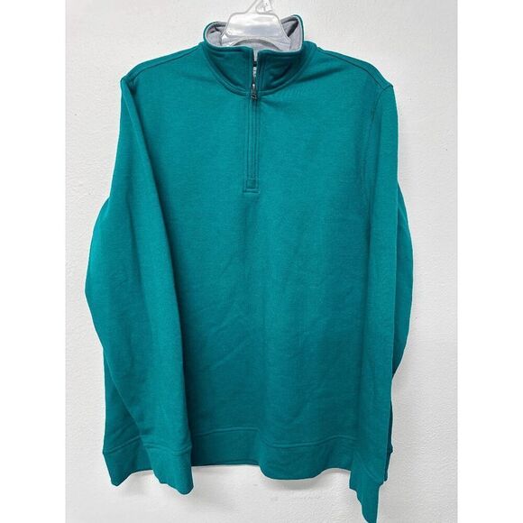 Club Room Men's Stretch Quarter-Zip Fleece Sweatshirt - Marine Green M - Picture 2 of 5